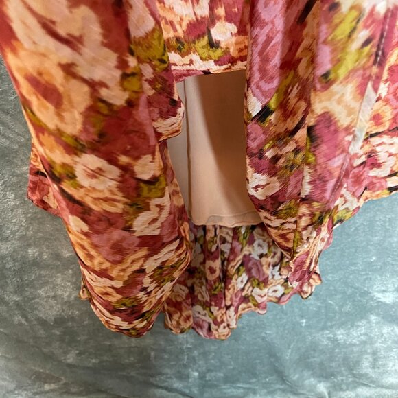 Vince Camuto Women Floral Flutter Drapey Fairy Whimsical Girly Maxi Dress M - Picture 6 of 12